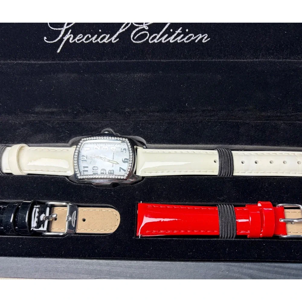 Invicta Lupah Special Edition Women Watch Set Mother of Pearl 3 Straps 13612 NEW
